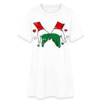 Drapeau hongrois main dans la main utilisé - Robe T-shirt Femme - blanc - Devant