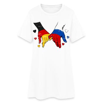 Le drapeau Allemagne-Russie se tenant la main - Robe T-shirt Femme - blanc - Devant