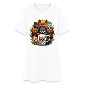 Gang de chiens câlins autour de la tasse à café - Robe T-shirt Femme - blanc - Devant