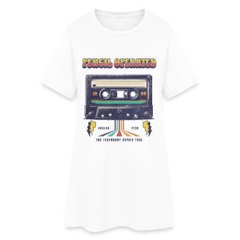 Pencil Operated Retro Tape - Women’s T-Shirt Dress - white - Front