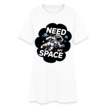 Need My Space Astronaut - Frauen T-Shirt-Kleid - Weiß - Vorne