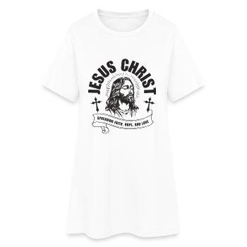 Jesus Christ Portrait with Faith Ribbon - Women’s T-Shirt Dress - white - Front