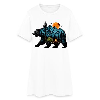 Camping nocturne: montagne et feu - Robe T-shirt Femme - blanc - Devant