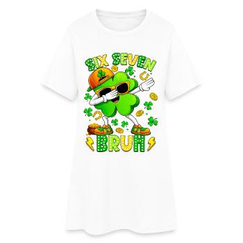 Six Seven Bruh Meme 67 St Patrick Day - Robe T-shirt Femme - blanc - Devant