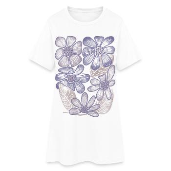 Lavender Bloom Floral Print - Women’s T-Shirt Dress - white - Front