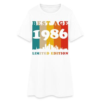 1986 Vintage Retro Birthday Gift - Women’s T-Shirt Dress - white - Front