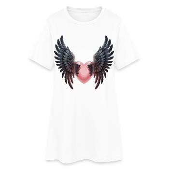 Love Angel Wings Shirt – Heart with Wings - Women’s T-Shirt Dress - white - Front