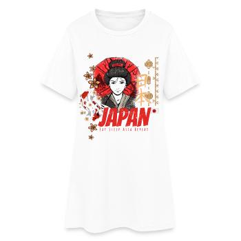 Design vintage japonais avec souvenir de carpes koï et lotus - Robe T-shirt Femme - blanc - Devant