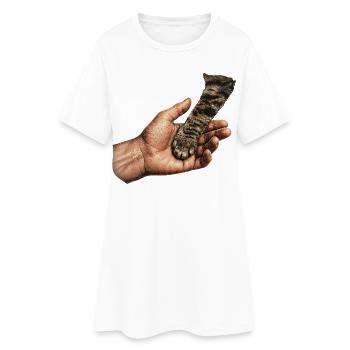 Motif patte de chat se tenant la main - Robe T-shirt Femme - blanc - Devant