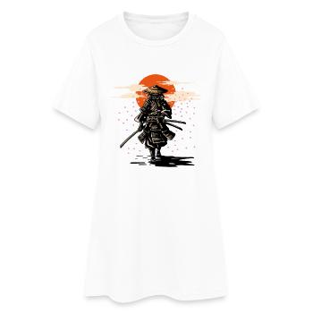 Samouraï Soleil et Sakura - Robe T-shirt Femme - blanc - Devant
