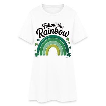 Follow The Rainbow St Patricks Day T-Shirt - Frauen T-Shirt-Kleid - Weiß - Vorne