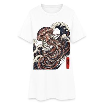 Jellyfish Japanese Ocean - Women’s T-Shirt Dress - white - Front