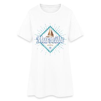 Marseille Stadt Frankreich Segelschiff Souvenir - Frauen T-Shirt-Kleid - Weiß - Vorne