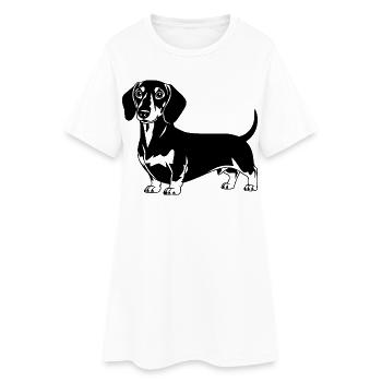 Dackel - Frauen T-Shirt-Kleid - Weiß - Vorne