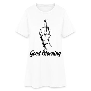 Tenue sarcasme du majeur du bon matin - Robe T-shirt Femme - blanc - Devant