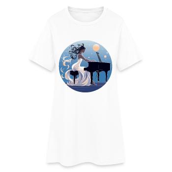 Nuit au clair de lune au Piano Diva - Robe T-shirt Femme - blanc - Devant