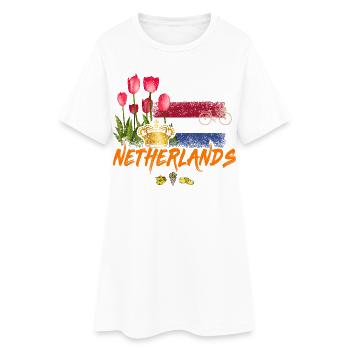 Souvenir de tulipe du drapeau néerlandais vintage des Pays-Bas - Robe T-shirt Femme - blanc - Devant