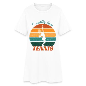 J’adore vraiment le coucher de soleil au tennis - Robe T-shirt Femme - blanc - Devant