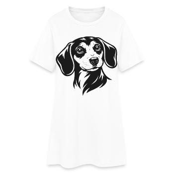 Portrait du teckel - Robe T-shirt Femme - blanc - Devant