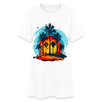 Palmiers au coucher tropical - Robe T-shirt Femme - blanc - Devant
