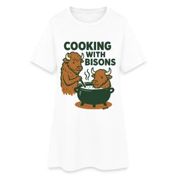 Cuisiner avec les bisons - Robe T-shirt Femme - blanc - Devant