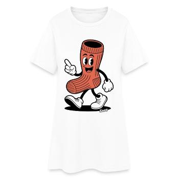 Dessin animé Socks Hero au look rétro - Robe T-shirt Femme - blanc - Devant