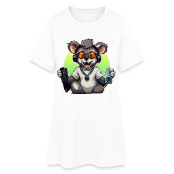 Gamer Koala mit Headset - Frauen T-Shirt-Kleid - Weiß - Vorne