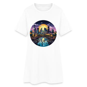 Ville du coucher de soleil sur l’eau - Robe T-shirt Femme - blanc - Devant