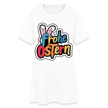 Frohe Ostern Hase - Frauen T-Shirt-Kleid - Weiß - Vorne