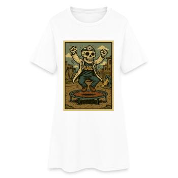 Skelettarzt auf dem Trampolin - Frauen T-Shirt-Kleid - Weiß - Vorne