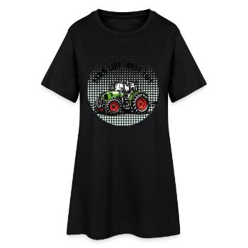 Vie à la ferme – Tracteur vert et rouge style vintage - Robe T-shirt Femme - noir - Devant