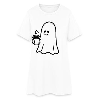 Geist Kaffee Halloween Süßes oder Saures - Frauen T-Shirt-Kleid - Weiß - Vorne