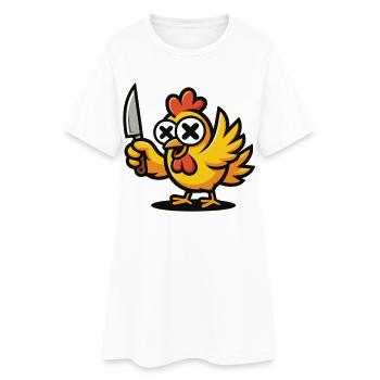 T-shirt poulet fou – Poulet avec couteau - Robe T-shirt Femme - blanc - Devant