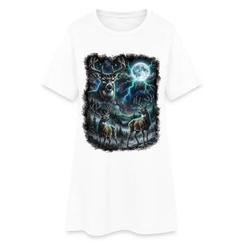TROIS dessins de faune sauvage de cerf sauvage avec la lune - Robe T-shirt Femme - blanc - Devant