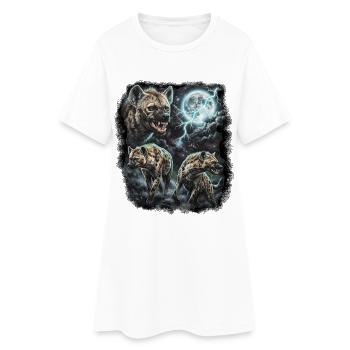 TROIS Hyènes sauvages avec des motifs de faune lunaire - Robe T-shirt Femme - blanc - Devant