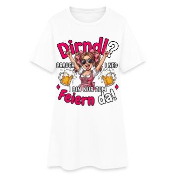 Trachten T-Shirt Damen Trachtenshirt Dirndl Ersatz - Frauen T-Shirt-Kleid - Weiß - Vorne