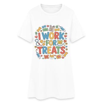 Technicien vétérinaire : je travaille pour les friandises, amoureux des animaux de soins pour animaux - Robe T-shirt Femme - blanc - Devant