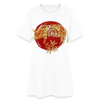 Schwein Chinesisches Tierkreiszeichen Horoskop - Frauen T-Shirt-Kleid - Weiß - Vorne