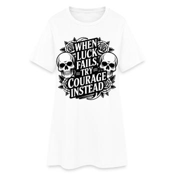 Le courage sur la chance Roses du Crâne - Robe T-shirt Femme - blanc - Devant