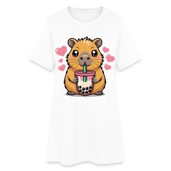 Capybara Bubble Tea Shirt Boba Tee Tier - Frauen T-Shirt-Kleid - Weiß - Vorne