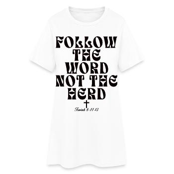 Suivez le Mot Pas le Troupeau Chrétien - Robe T-shirt Femme - blanc - Devant