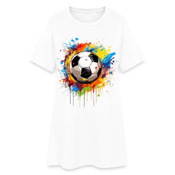 Foot Football Ballon Joueur Supporter Maillot - Robe T-shirt Femme - blanc - Devant