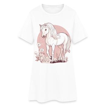 Cheval - Robe T-shirt Femme - blanc - Devant