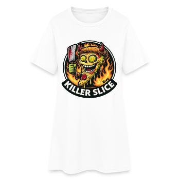 Démon de la Pizza à la Tranche Tueuse - Robe T-shirt Femme - blanc - Devant