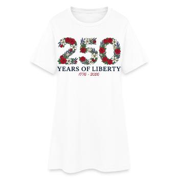 USA 250-jähriges Jubiläum Floral Patriotic - Frauen T-Shirt-Kleid - Weiß - Vorne