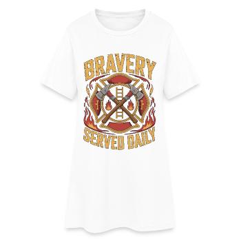 Le lieutenant de pompier Bravery a servi dans l’équipe de secours quotidienne - Robe T-shirt Femme - blanc - Devant