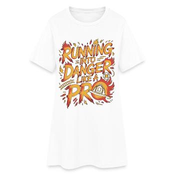 Lieutenant de pompiers en danger Lutte contre les incendies - Robe T-shirt Femme - blanc - Devant