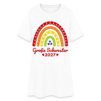 Große Schwester 2027 Boho Regenbogen bunt - Frauen T-Shirt-Kleid - Weiß - Vorne