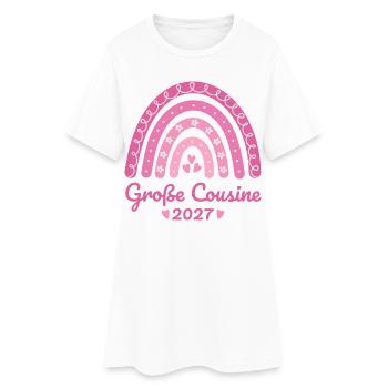 Große Cousine 2027 Boho Regenbogen rosa - Frauen T-Shirt-Kleid - Weiß - Vorne