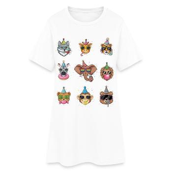 Fête du zoo Animaux Anniversaire du zoo de la jungle - Robe T-shirt Femme - blanc - Devant